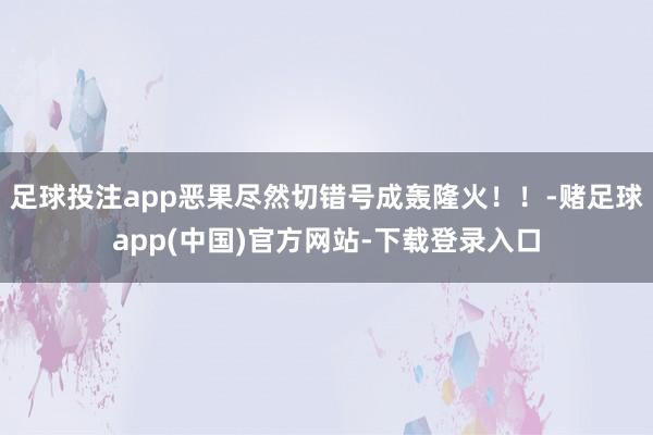 足球投注app恶果尽然切错号成轰隆火！！-赌足球app(中国)官方网站-下载登录入口