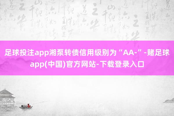 足球投注app湘泵转债信用级别为“AA-”-赌足球app(中国)官方网站-下载登录入口