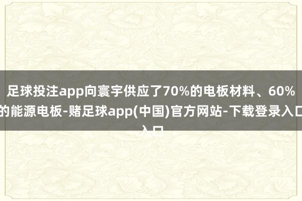足球投注app向寰宇供应了70%的电板材料、60%的能源电板-赌足球app(中国)官方网站-下载登录入口