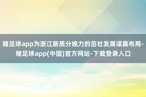 赌足球app为浙江新质分娩力的茁壮发展谋篇布局-赌足球app(中国)官方网站-下载登录入口