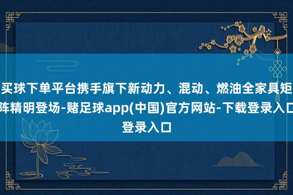买球下单平台携手旗下新动力、混动、燃油全家具矩阵精明登场-赌足球app(中国)官方网站-下载登录入口
