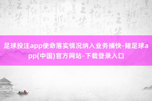 足球投注app使命落实情况纳入业务捕快-赌足球app(中国)官方网站-下载登录入口