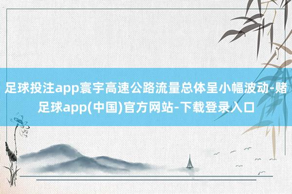 足球投注app寰宇高速公路流量总体呈小幅波动-赌足球app(中国)官方网站-下载登录入口