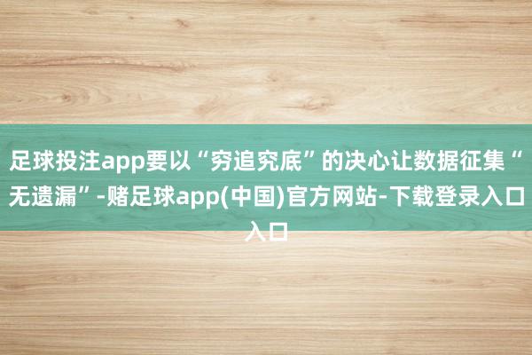 足球投注app要以“穷追究底”的决心让数据征集“无遗漏”-赌足球app(中国)官方网站-下载登录入口