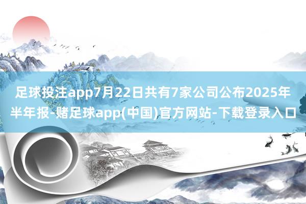 足球投注app7月22日共有7家公司公布2025年半年报-赌足球app(中国)官方网站-下载登录入口