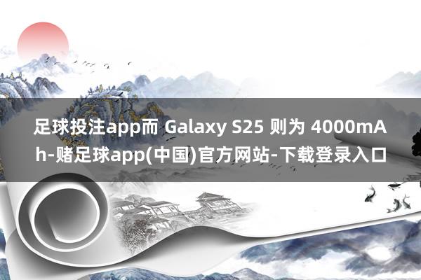 足球投注app而 Galaxy S25 则为 4000mAh-赌足球app(中国)官方网站-下载登录入口