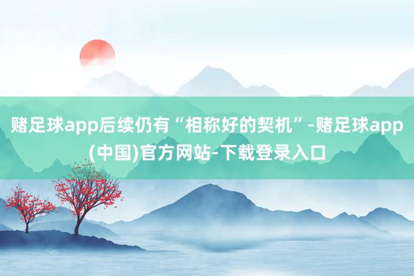 赌足球app后续仍有“相称好的契机”-赌足球app(中国)官方网站-下载登录入口