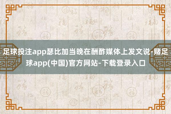 足球投注app瑟比加当晚在酬酢媒体上发文说-赌足球app(中国)官方网站-下载登录入口