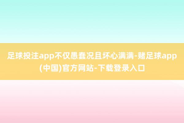 足球投注app不仅愚蠢况且坏心满满-赌足球app(中国)官方网站-下载登录入口