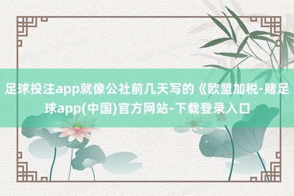 足球投注app就像公社前几天写的《欧盟加税-赌足球app(中国)官方网站-下载登录入口