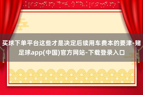 买球下单平台这些才是决定后续用车费本的要津-赌足球app(中国)官方网站-下载登录入口