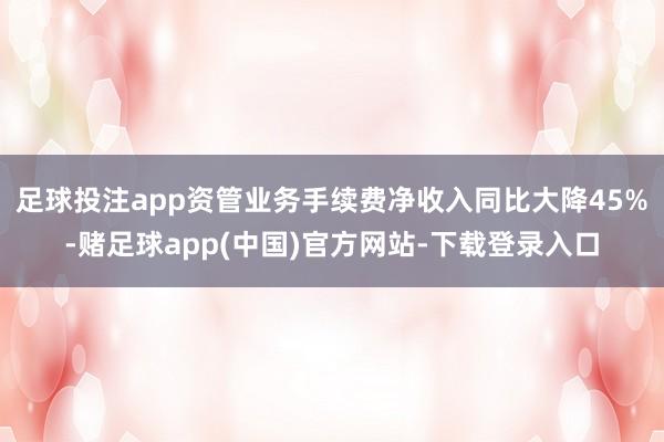 足球投注app资管业务手续费净收入同比大降45%-赌足球app(中国)官方网站-下载登录入口
