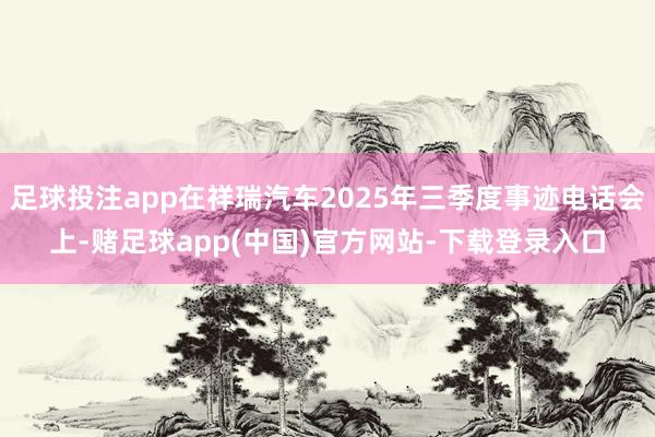 足球投注app在祥瑞汽车2025年三季度事迹电话会上-赌足球app(中国)官方网站-下载登录入口