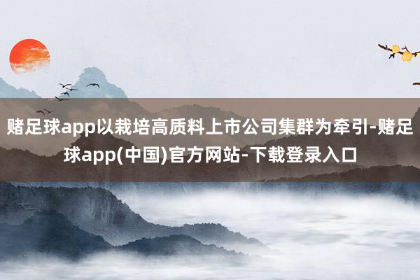 赌足球app以栽培高质料上市公司集群为牵引-赌足球app(中国)官方网站-下载登录入口